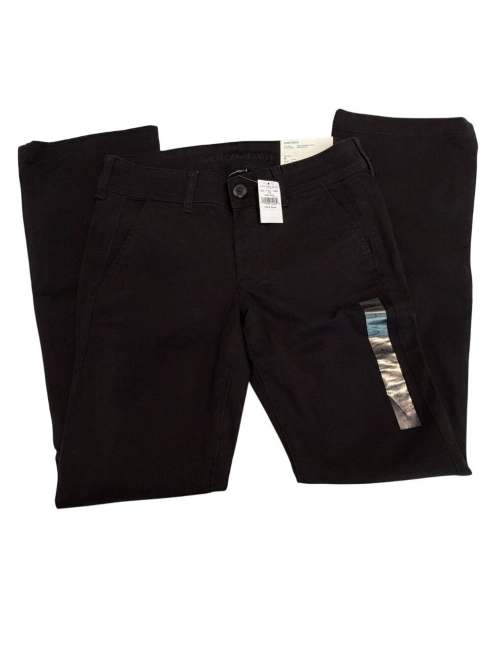 NWT American Eagle Kick Boot Black Super Stretch Pants Sz 6 Short 28W Low Rise